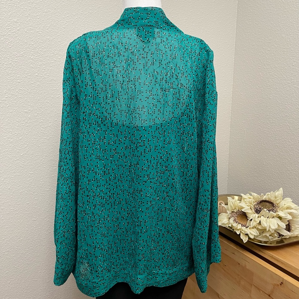 Teal and Black Sheer Open Front Kimono Cardigan - Picture 10 of 16